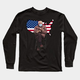 Bernie Sanders Mittens Funny Meme Anuguration Long Sleeve T-Shirt